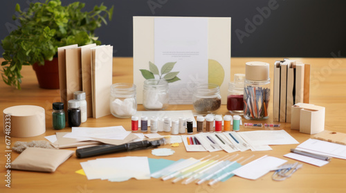 Mini kit for student Eco-Friendly Craft Kits Develop craft kits using sustainable, eco-friendly materials These kits could focus on making items like recycled paper, natural dyes, and home decor © ND STOCK