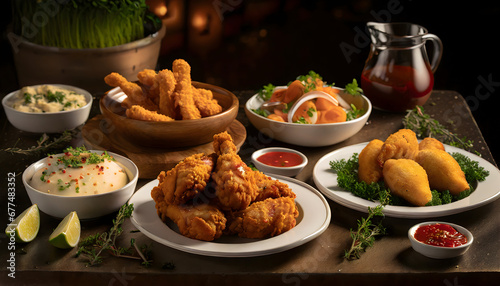 assorted fried chicken, food photography