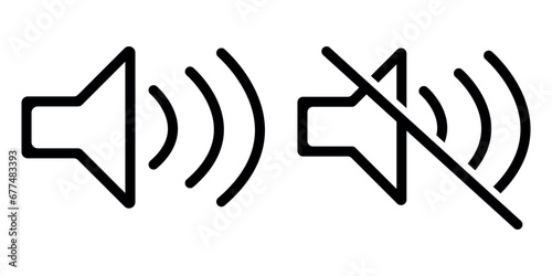 Speaker and Mute icon line vector illustrator