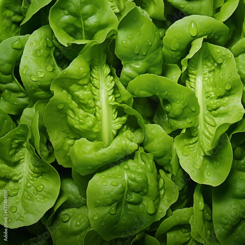 Lettuce Lollo Bionda background. Fresh salad leaves at organic vegetable market. Healthy spring food pattern. photo