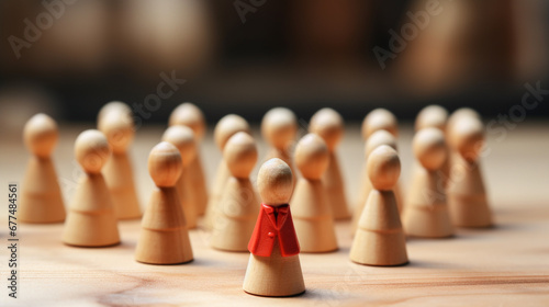 wooden chess pieces on the table  concept of leadership and teamwork