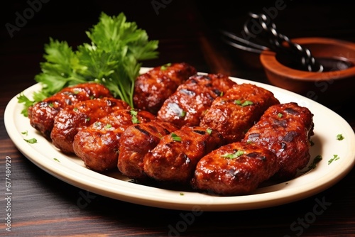 Tunde Ke Kabab, also known as Buffalo, chicken or meat galouti kebab, is a soft dish made out of minced meat which is popular in India. Generative AI photo