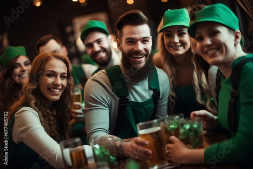 The company of young people celebrate St. Patrick's Day. generative AI