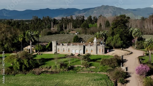Lihueimo Castle with Mountains in Background O´Higgins Region, Chile photo