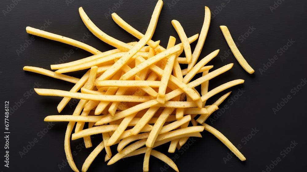 Pile of French Fries on a Black Background