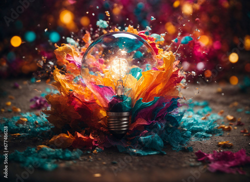 a light bulb explodes, releasing a symphony of whimsical colors