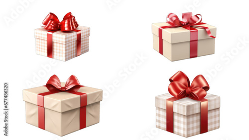 set of elegant gift boxes with satin bows in neutral tones, isolated on transparent background. perfect for birthday, anniversary, and special occasion stock photos photo