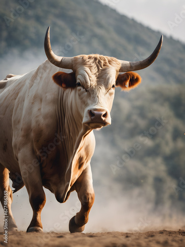 Bull or cow on white AI Generative