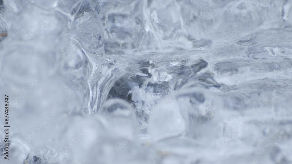 Static macro shot of water pulsing behind ice. Static macro shot of water pulsing behind ice.