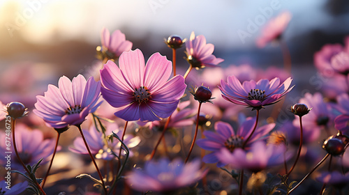 flowers in the morning HD 8K wallpaper Stock Photographic Image 