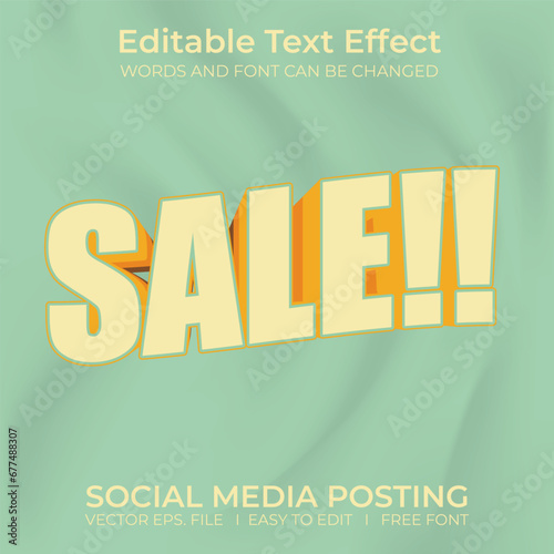 Sale 3D editable text effect, sale banner, text for business promotion.