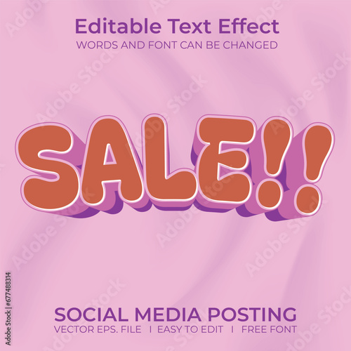 Sale 3D editable text effect, sale banner, text for business promotion.