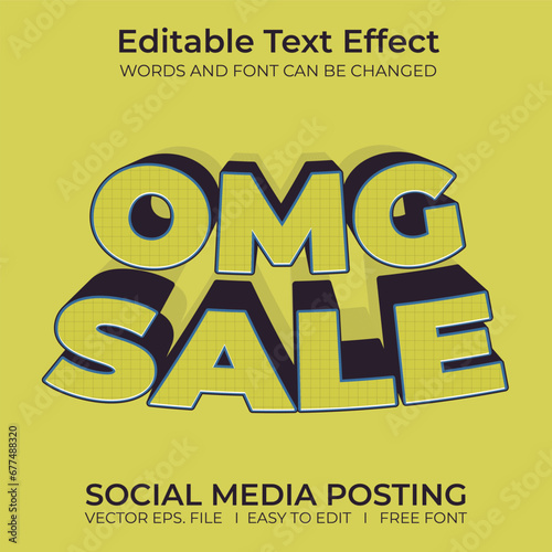 Omg sale 3D editable text effect, sale banner, text for business promotion.