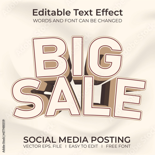 Big sale 3D editable text effect, sale banner, text for business promotion.