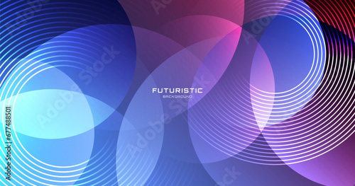 3D blue purple techno abstract background overlap layer on dark space with glowing circles shape decoration. Modern graphic design element cutout style concept for banner flyer, card or brochure cover