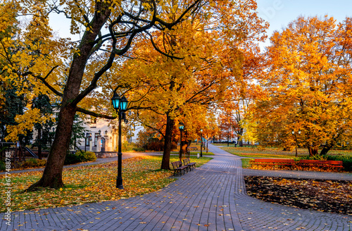 Autumn colors in old public park