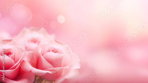 Light pink roses of soft color on a blurred background