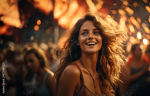 attractive woman caught in a moment of joy