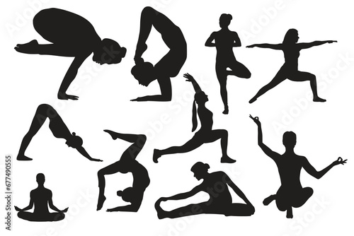 illustration silhouette yoga girl collection