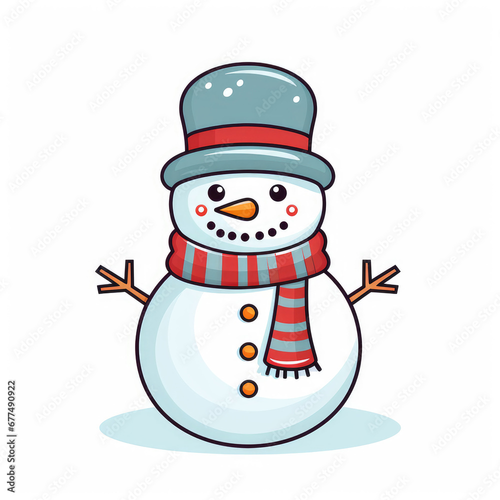 snowman with hat on white background