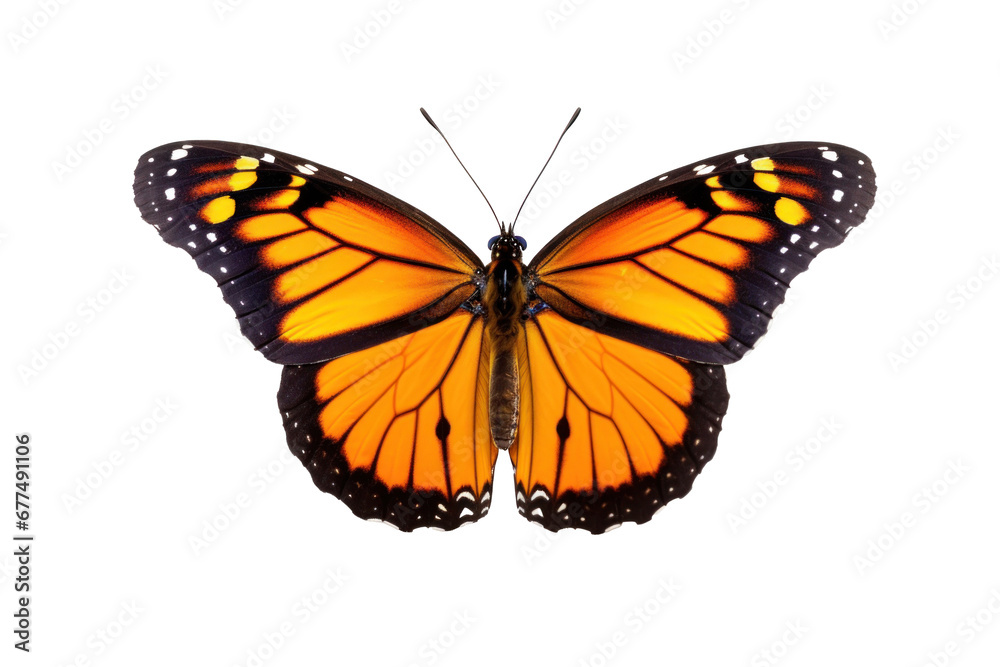 A beautiful butterfly flying isolated on transparent background.