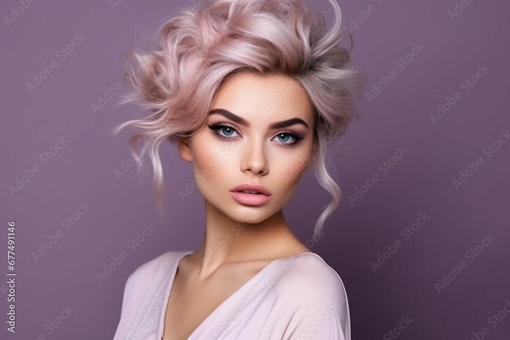 Beautiful woman with make-up and stylish hairstyle