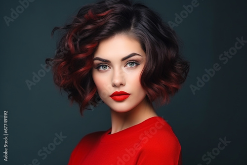 Beautiful woman with make-up and stylish hairstyle