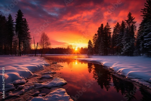 Winter Sunsets and Sunrises: The low angle of the sun in winter can create stunning color palettes in the sky. - Generative AI © Sidewaypics