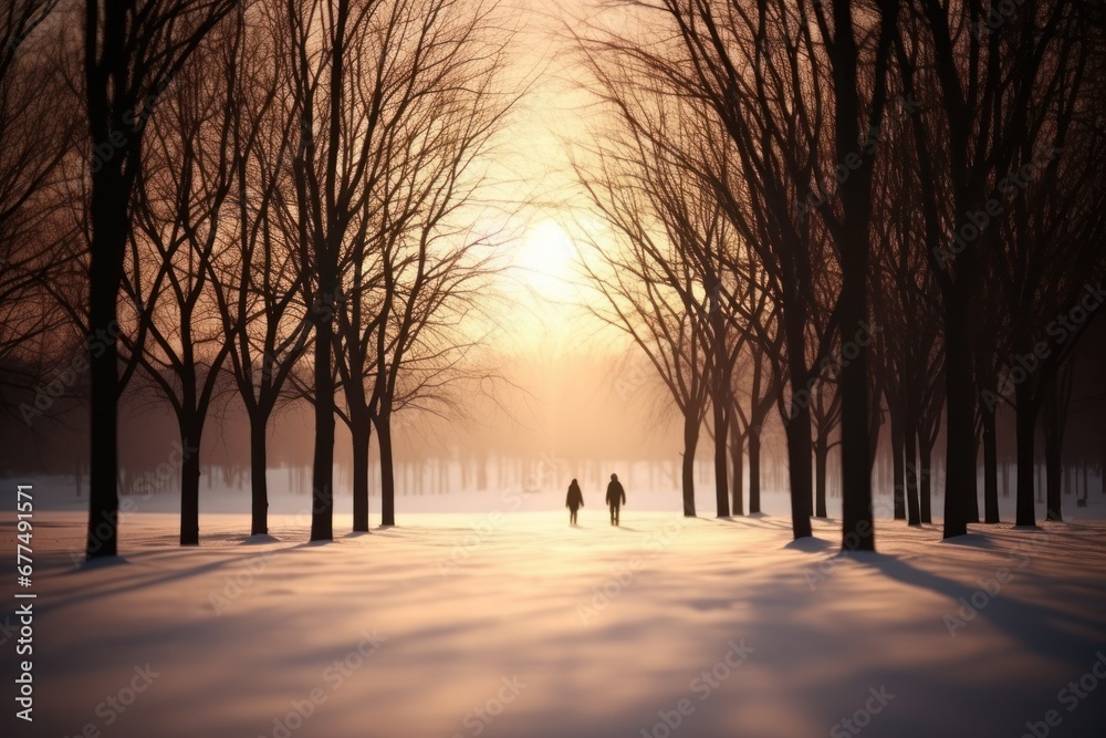 Silhouettes: Use the long shadows and stark contrasts of winter to create captivating silhouettes against the snow. - Generative AI Silhouettes: Use the long shadows and stark contrasts of winter to create captivating silhouettes against the snow. - Generative AI