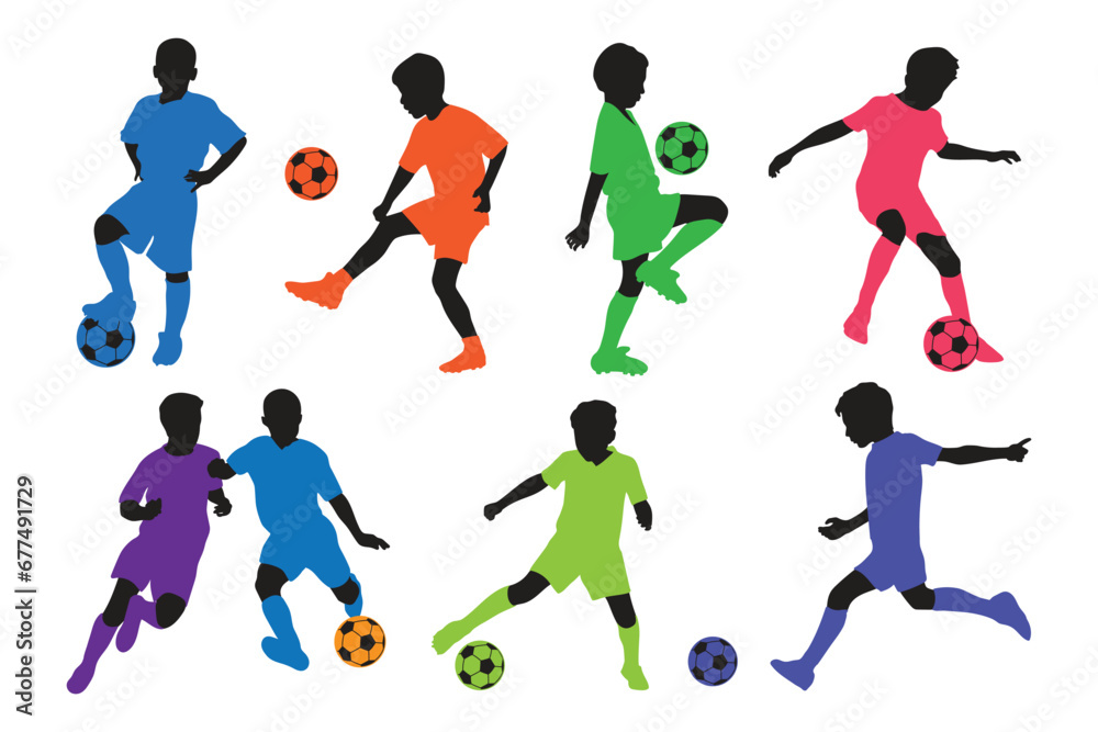 silhouettes of kid playing football silhouettes of kid playing football