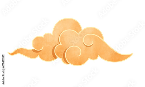 Chinese traditional clouds. Watercolor isolated illustration