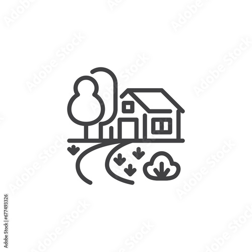 Countryside village line icon