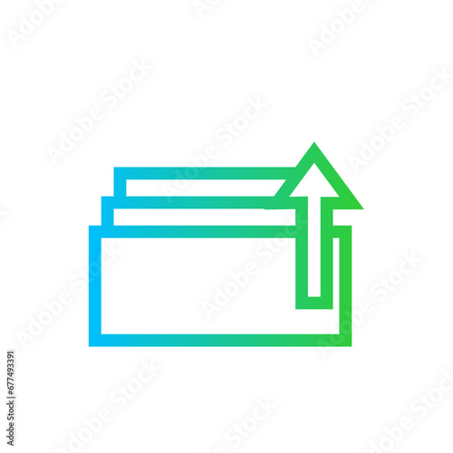 Salary rise key performance indicator icon with blue and green gradient outline style. business, salary, increase, success, income, finance, growth. Vector Illustration