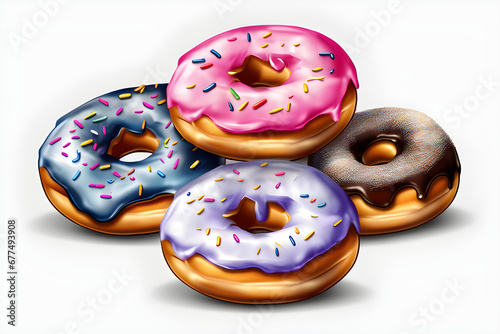 two donuts isolated on white. Generative AI