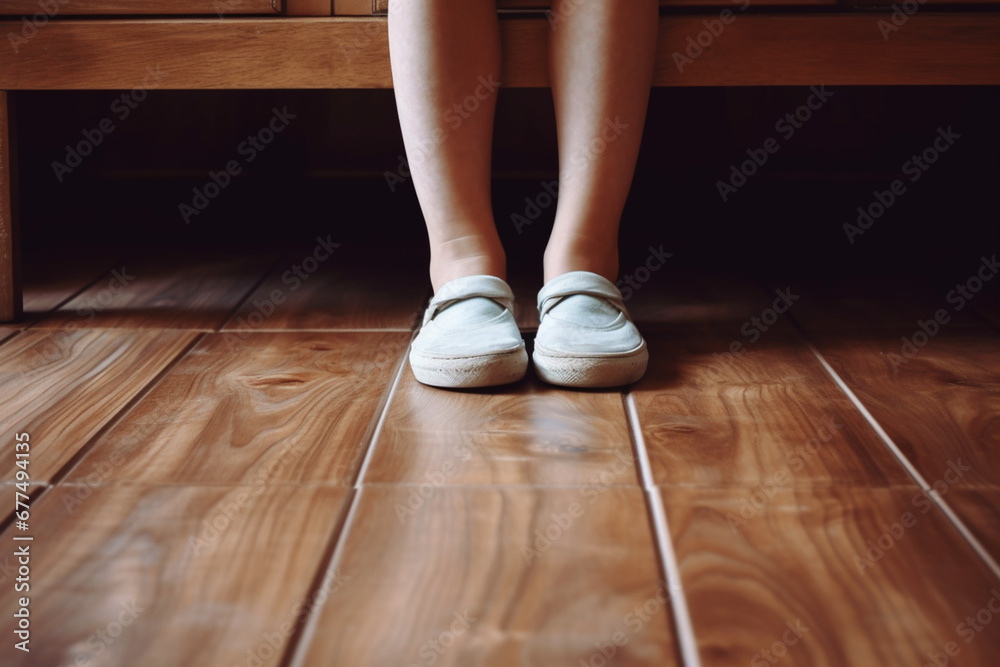 Close Up Shot of Child Legs on the Wooden Floor Close Up Shot of Child Legs on the Wooden Floor
