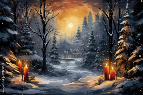 Candlelit Scenes: Create warm and inviting images with candles or lanterns in the snow. - Generative AI © Sidewaypics