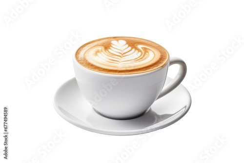 a Latte coffe isolated on transparent background. photo