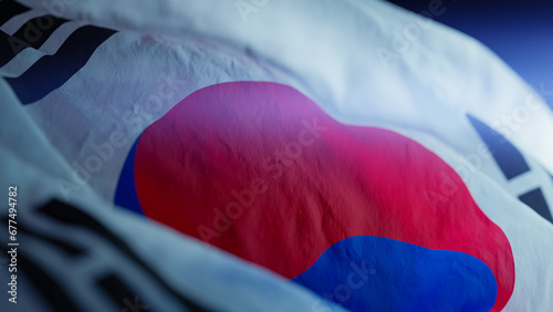 South Korea Waving National Flag,3d rendering photo