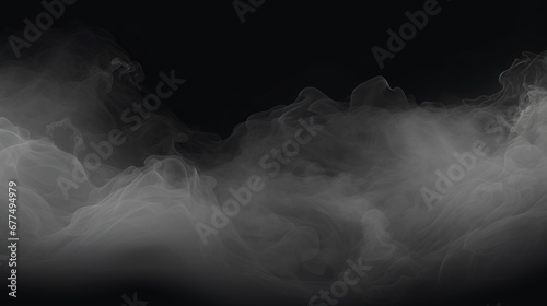 White fog or smoke on dark copy space background.