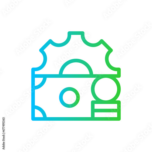 Cost key performance indicator icon with blue and green gradient outline style. finance, cost, business, financial, economy, money, concept. Vector Illustration