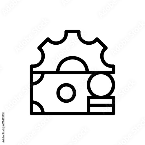 Cost key performance indicator icon with black outline style. finance, cost, business, financial, economy, money, concept. Vector Illustration
