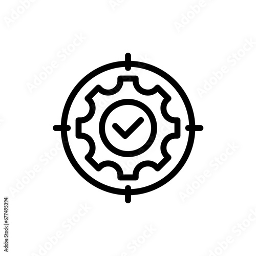 Specifiation key performance indicator icon with black outline style. hand, concept, symbol, design, outline, specified, person. Vector Illustration