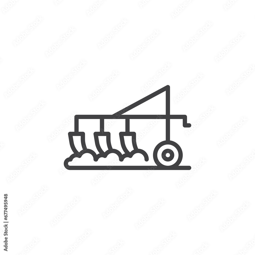 Field ploughing line icon Field ploughing line icon