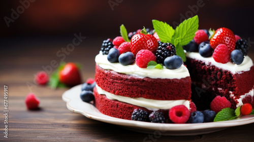 Heart shape cake with berries