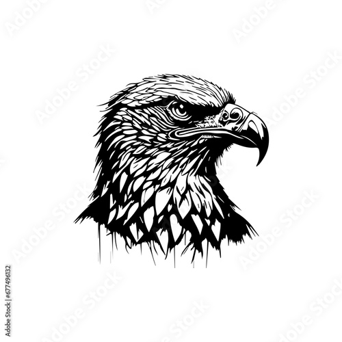 A black and white vector of an eagle head