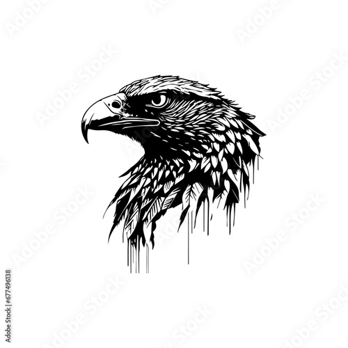 A black and white vector of an eagle head