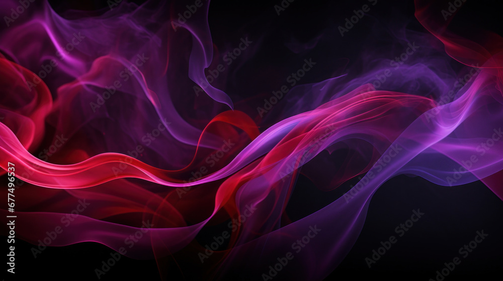 Red and purple smoke on a black background