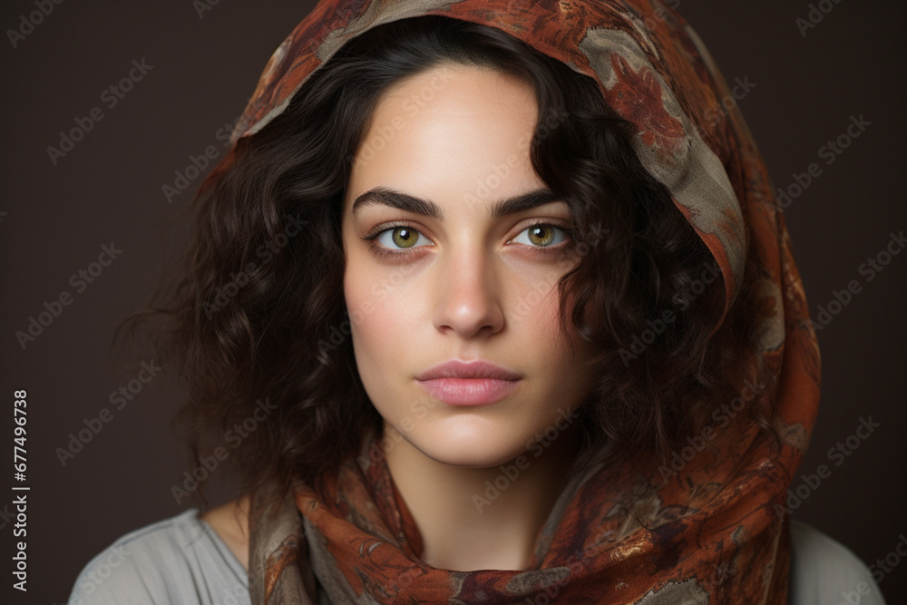 Headshot of early 20s Middle Eastern woman Headshot of early 20s Middle Eastern woman