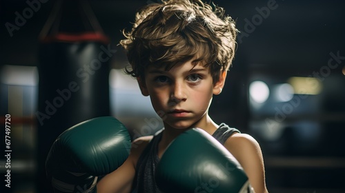 Boy boxing. a Boy boxer Portrait. generative AI