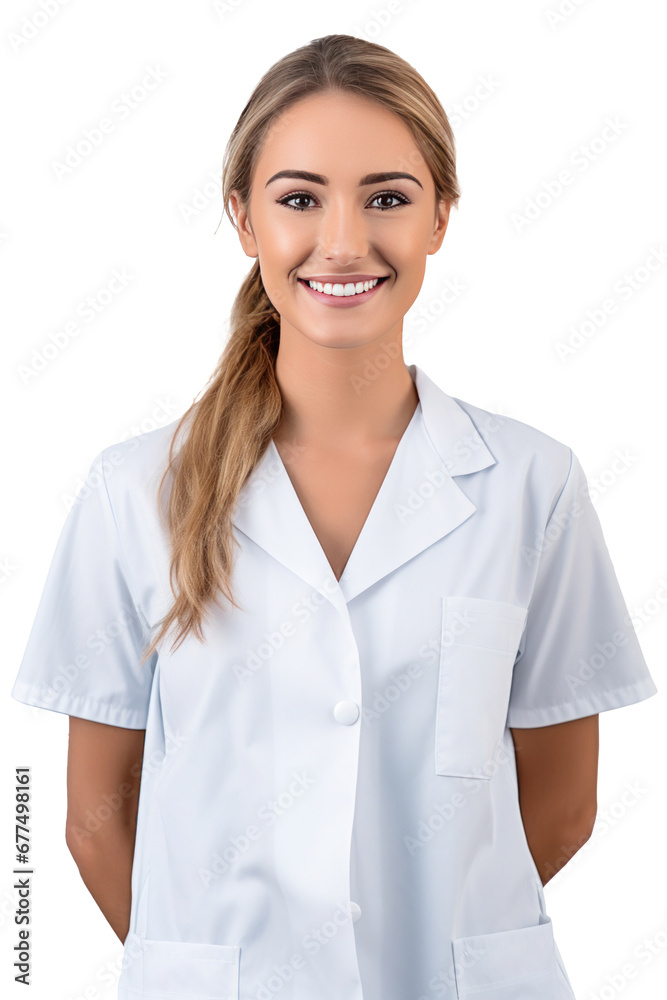 A smiling nurse isolated on transparent background. A smiling nurse isolated on transparent background.